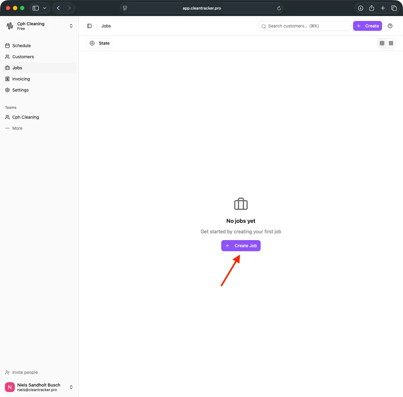 Jobs overview with the New job entry point.