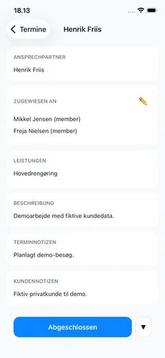 Termindetails in CleanTracker auf dem Smartphone.